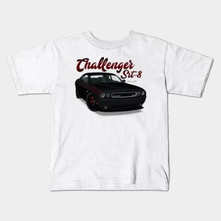 Challenger Srt-8 Black Custom Front Kids T-Shirt